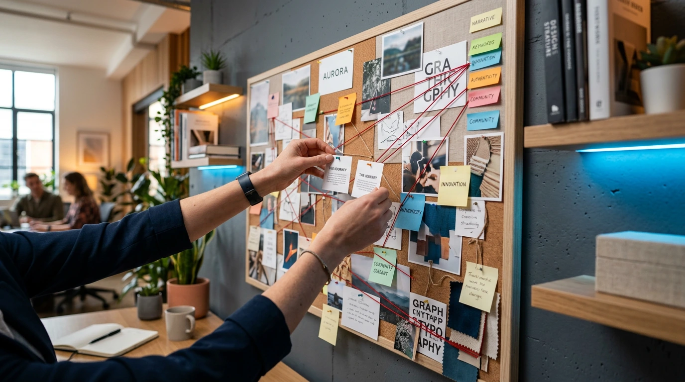 Brand Storytelling – Markengeschichte wird visuell auf einem Moodboard entwickelt