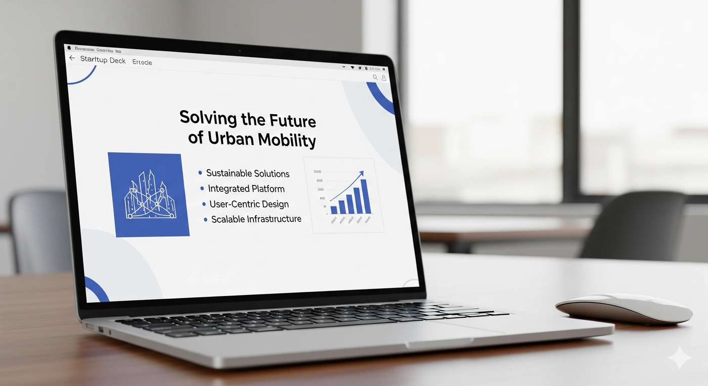 Investorenmeeting mit Pitch-Deck-Unterlagen auf einem Konferenztisch