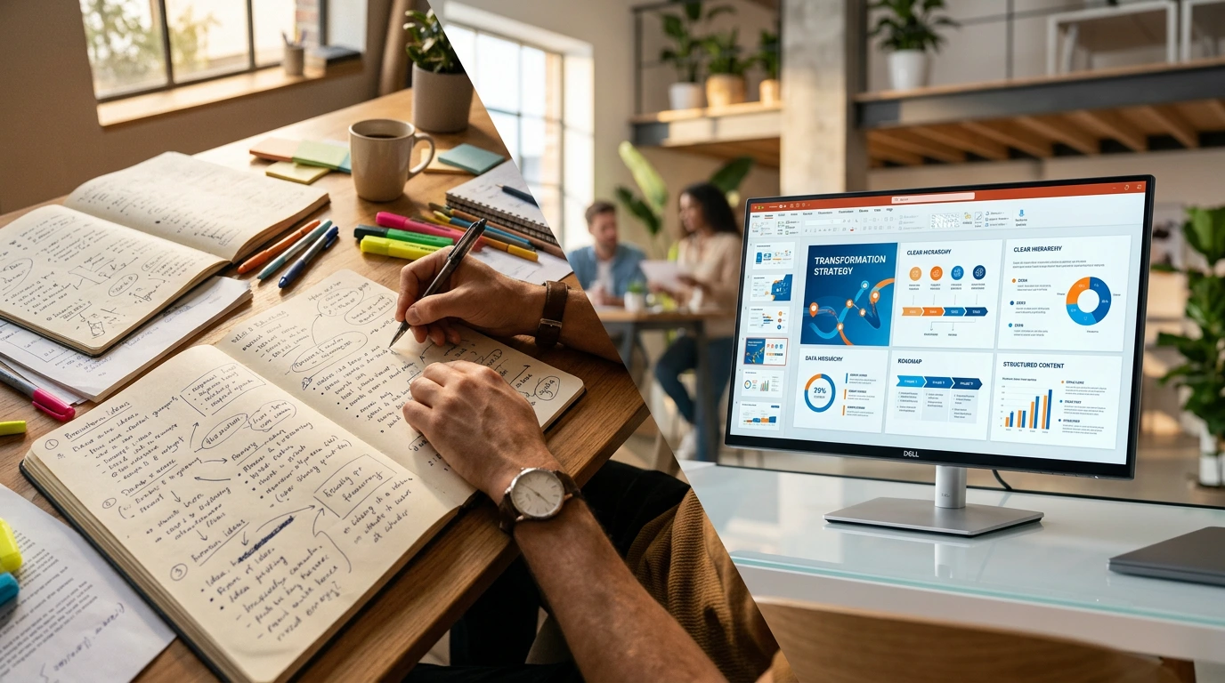 Transformation von handschriftlichen Notizen zu professionellen Präsentationsfolien