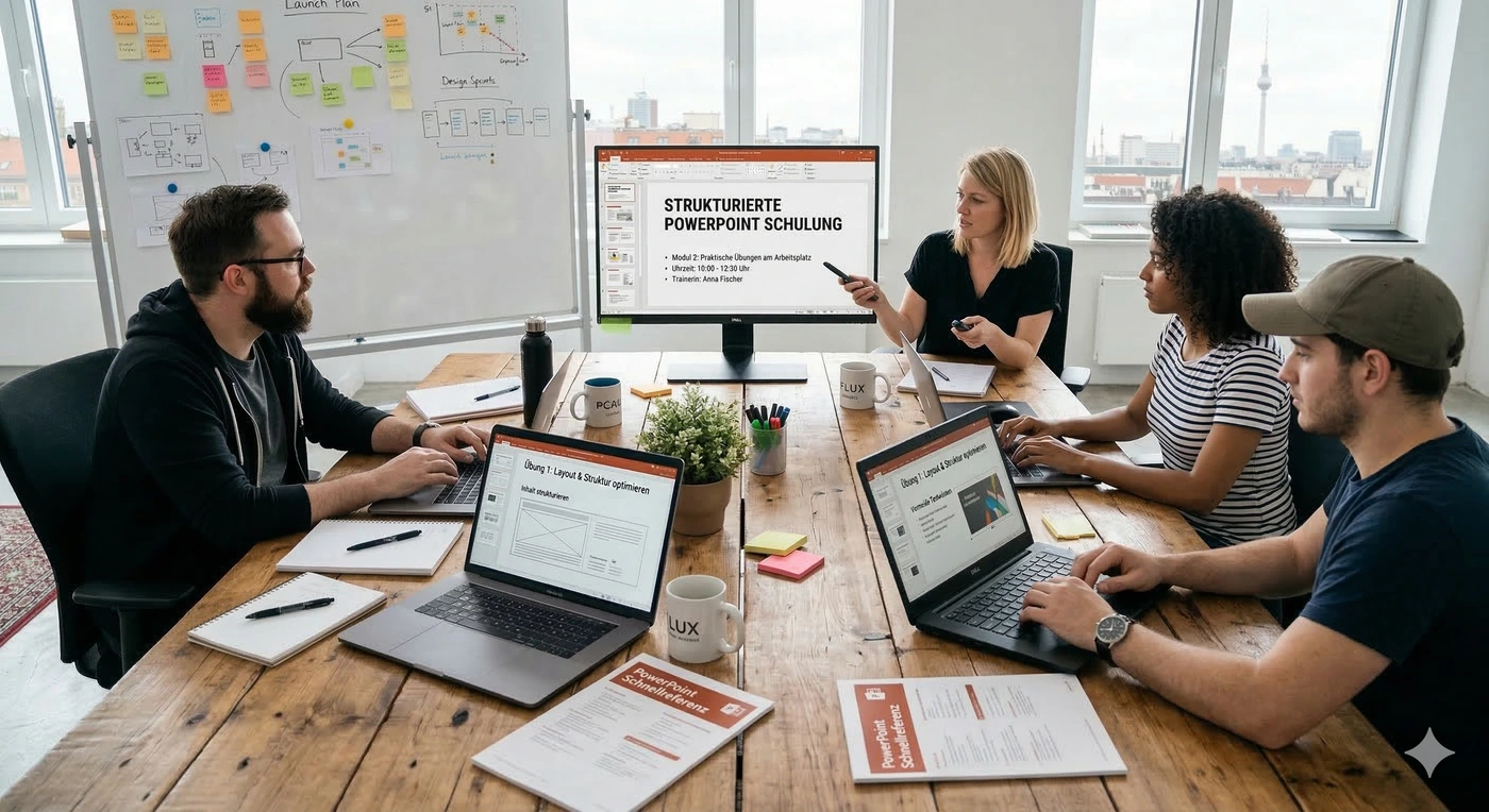 Ausdrucksstarke Handgesten während einer Präsentations-Coaching-Session