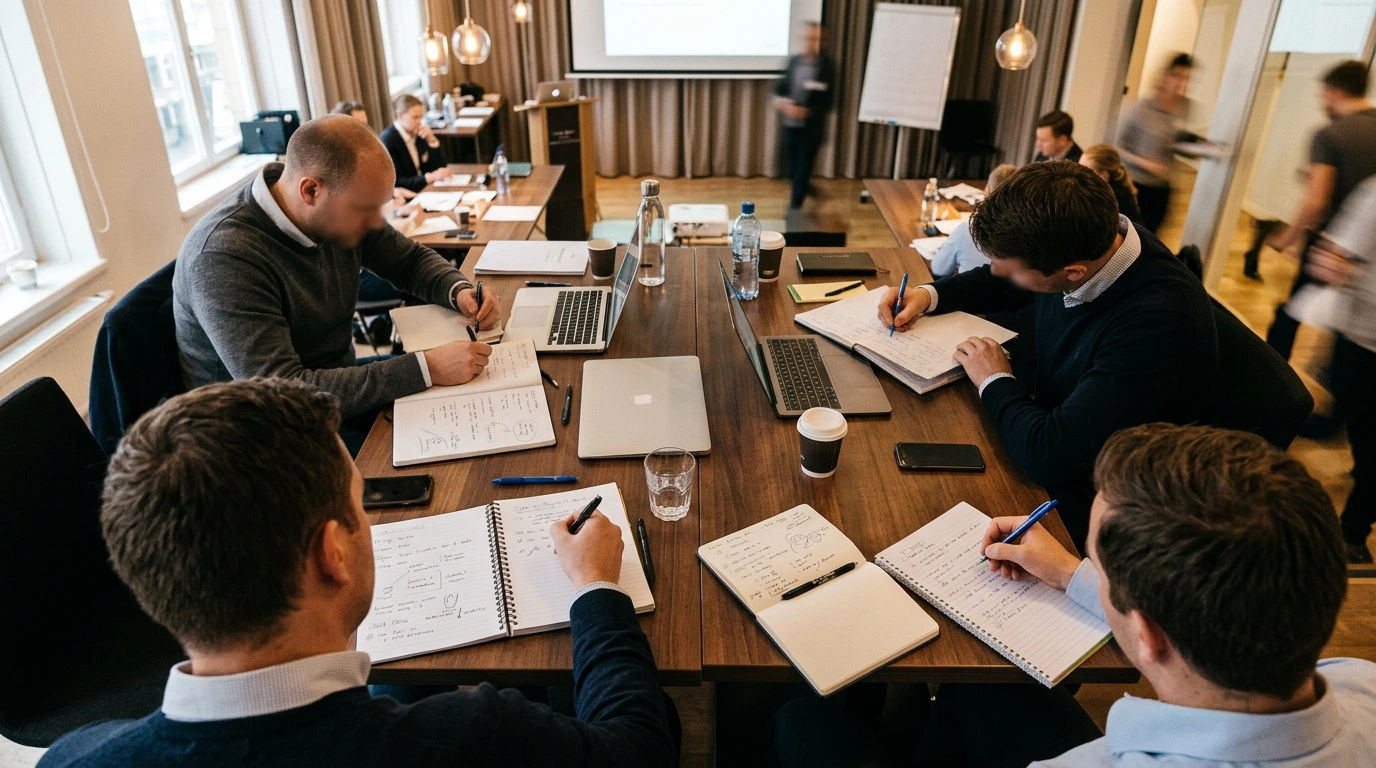 Workshop-Teilnehmer machen Notizen während einer Trainings-Session